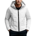 thumbnail image 3 of Sookity Puffer Jacket Men Winter Coats Water Resistant Hooded Windbreaker Jackets Lightweight Hoodies Puffer Jacket Zip up Waterproof Jackets with Pockets chaquetas de invierno para hombre White,S, 3 of 9