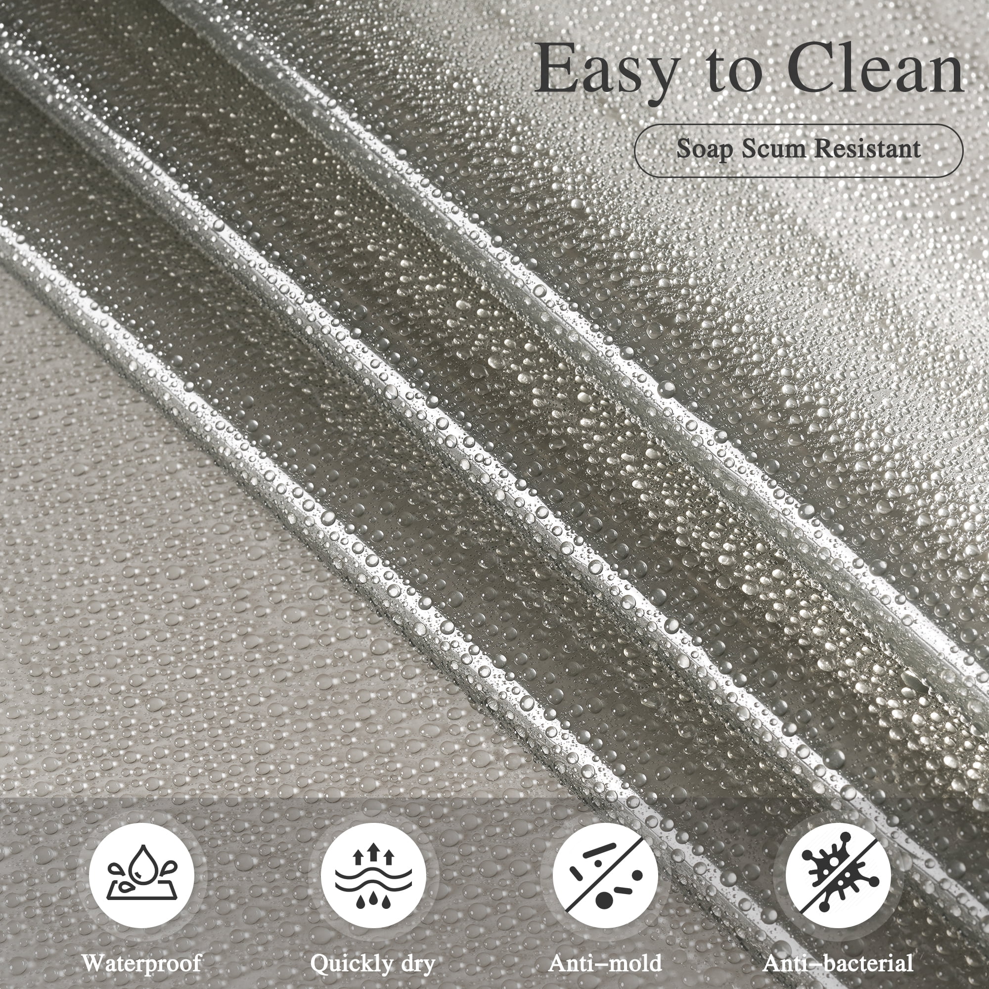 Inosoo Clear Gray Shower Curtain Liner, 100% EVA Heavy Duty & Soft, 72"x 72" , Magnetic