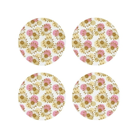 

Tideii Sunflowers for Leather Coasters 4 Pieces Anti-fouling and Anti-scalding Decorative Coasters Suitable for Restaurants Kitchens Coffee Shops-Round Shape