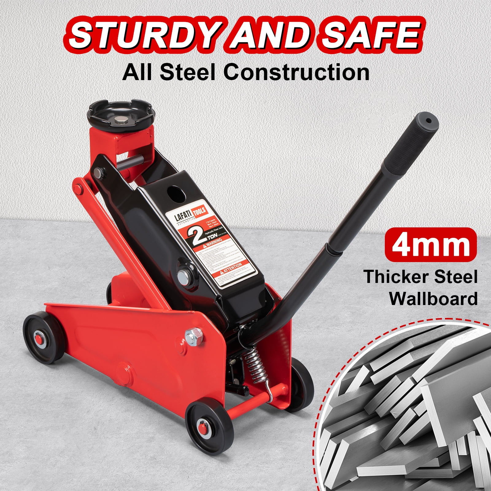 2 Ton Car Jack Lift, Heavy Duty Hydraulic Jack for SUV & Mini RV, Low Profile Design, All Steel Construction, Lifting Range 5.7"~15.7"