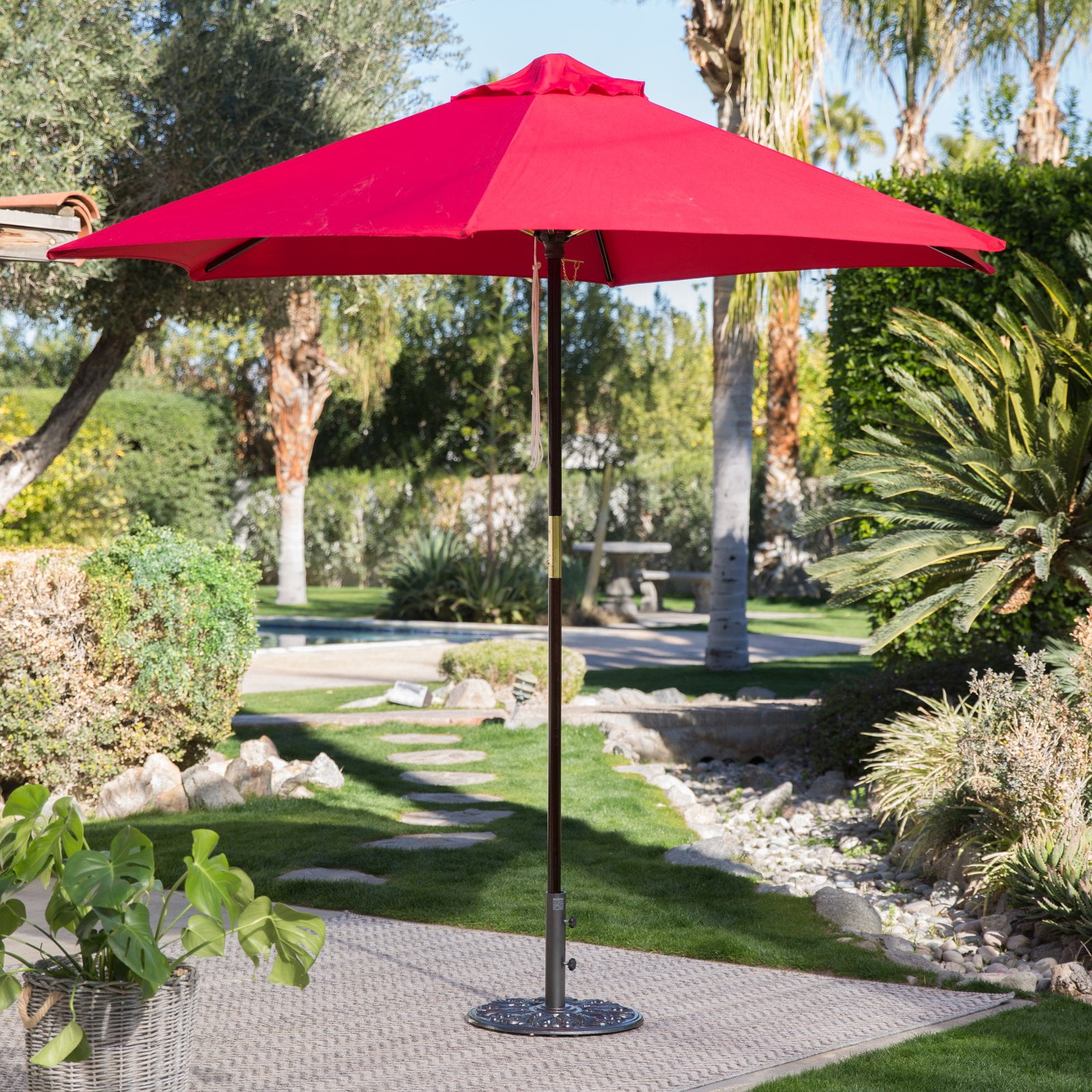 Coral Coast Key Largo 9-ft. Spun-Poly Wood Market Umbrella by Galtech International