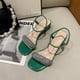 thumbnail image 2 of Zapatillas de verano de tacón grueso para mujer, moda de diamantes de imitación, todo a juego, tacón medio, punta cuadrada, dos personas, Sandals39 Gao Jinjia LED, 2 of 2