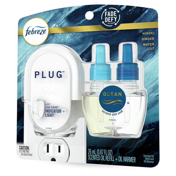 Febreze Plug Odor-Eliminating Air Freshener, Ocean, Starter Kit