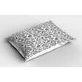 thumbnail image 2 of Ambesonne Black and White Pillow Sham, Floral Sketch, 36" X 20", Black White, 2 of 2
