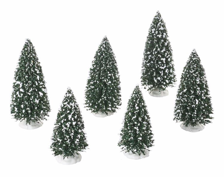 Dept 56 Village Accessory Set of 3 Wintergreen Pines Christmas Tree Snow New NOS