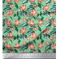 thumbnail image 1 of Soimoi Cotton Cambric Fabric Floral,Palm & Monstera Leaves Printed Fabric 1 Yard 42 Inch Wide, 1 of 1