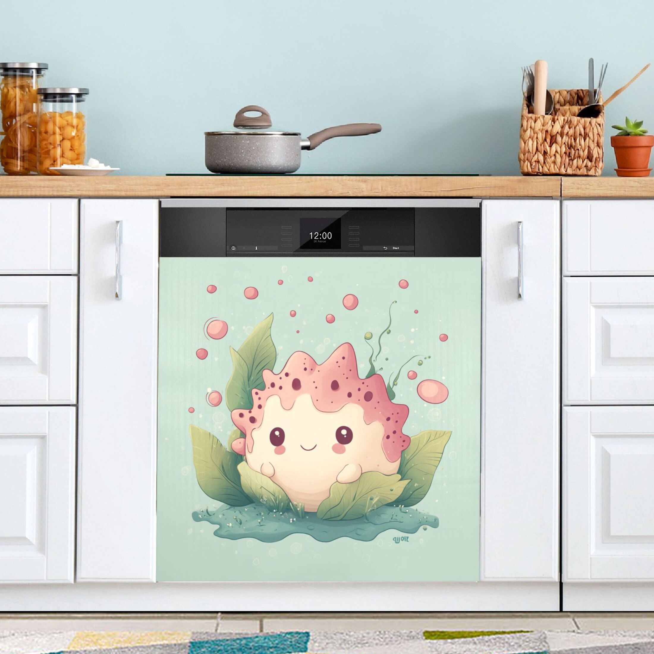 Dishwasher Magnetic Sticker 23x26 Inch Refrigerator Magnetic Sticker Washing Machine Magnetic Sticker Kitchen Panel Magnetic Sticker Home Decor Lovely Cartoon Hedgehog