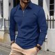 thumbnail image 1 of Blusa y camisa de manga larga con cuello vuelto para hombre, informal, de manga larga, con cremallera y solapa a rayas, blusa de manga larga con cuello vuelto, blusa de poliéster para hombre, 1 of 9