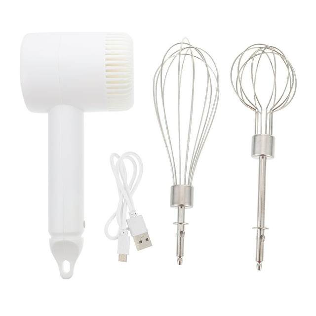 Miangastore 1 Set Hand Held Mixer Cordless Electric Mixer White Stainless Steel Baking Bakers