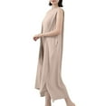 thumbnail image 6 of Dresses For Women Summer Casual Sleeveless Crew Neck Flowy Maxi Tank Dresses Straight Sundresses for Women Trendy Beige Free Size, 6 of 7