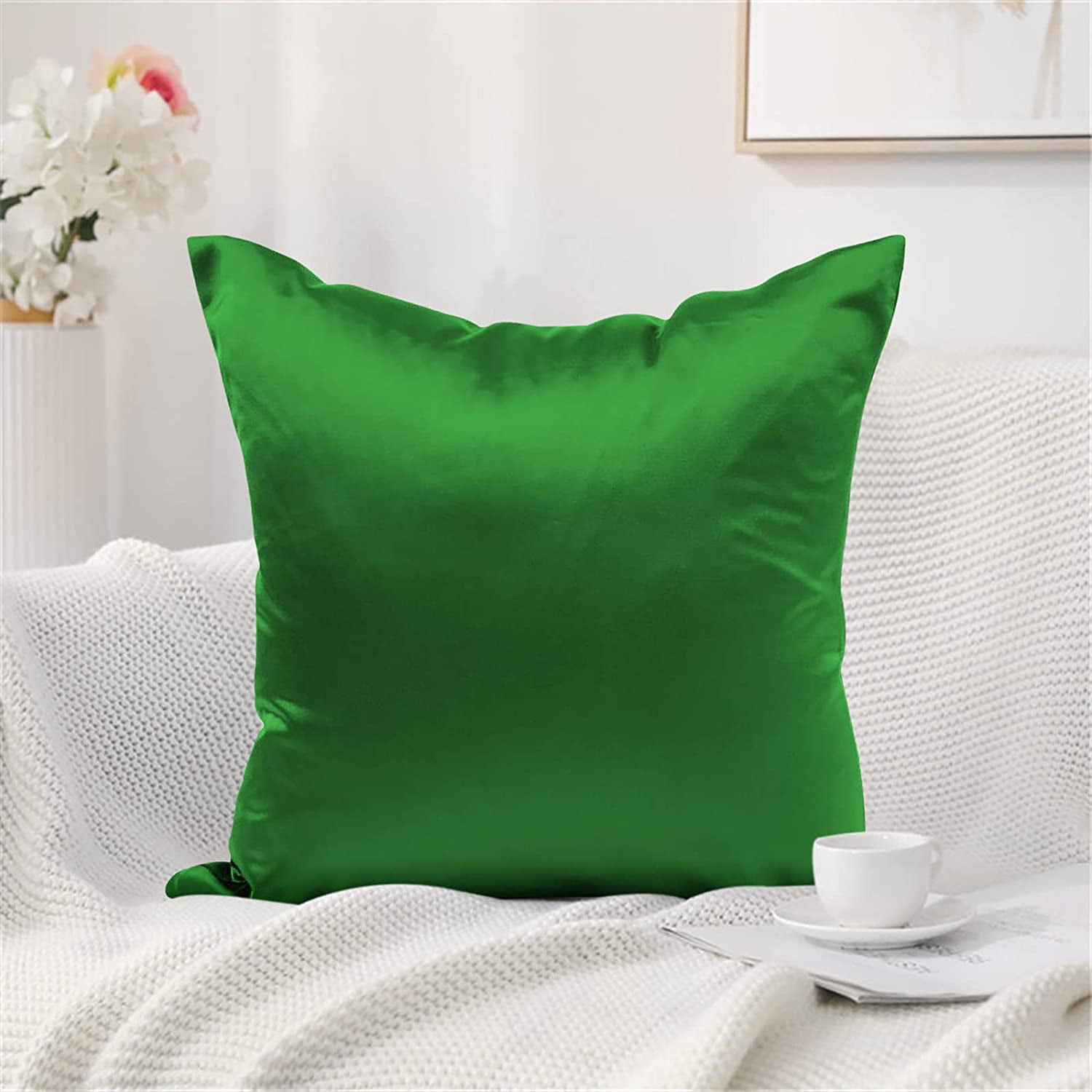 Fybtofybto 1pc Solid Color Ice Silk Pillow Case Ummer Cooling Throw Pillow Covers 18x18 Inch Pillow Cover For Home Pillows Decorative Cushion Cases