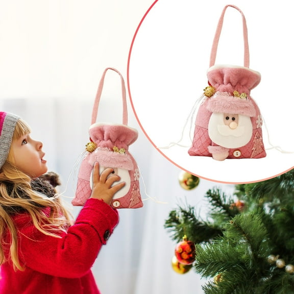 SMKE Reusable Christmas Zipper Bag,Felt Gift Pouch,Thickened Holiday Bag,Festive Apple Candy Pouch,Small Gift Packaging Bag,Durable Xmas Bag,Party Favor Holder,Holiday Treat Container A