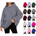 thumbnail image 1 of Chandail en Molleton pour Femmes Chandails en Molleton à Capuche Unis Décontractés Manches Longues Chandail Tops Ndbuld Décontracté Noël Uni Col Rond Manches Longues Chandail Blouse Chandail en Molleton Gris Foncé 5TG, 1 of 8