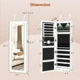 thumbnail image 3 of Giantex Wall/Door Mounted Jewelry Cabinet Armoire, Lockable Armoire Cabinet w/ Full Length Mirror, 2 LED Lights, Adjustable Hanging Hooks, Jewelry Organizer for Dressing Make-up (White), 3 of 8