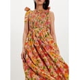 thumbnail image 4 of Women Floral Maxi Dress Tie Shoulder Cutout Backless Boho Smocked Flowy Dresses Summer Fall Sundress, 4 of 6