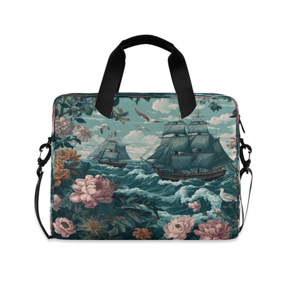 16" Laptop Tote Bag Laptop Sleeve Case Computer Briefcase for Work & Travel Elegant Nautical Scene