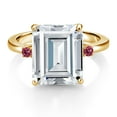 thumbnail image 2 of Gem Stone King 18K Yellow Gold Plated Silver Pink Tourmaline Ring Set with Moissanite (7.44 Cttw) (Size 9), 2 of 3