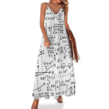 Math Education Pattern with Handwritten Sleeveless Dress Dresses Women Summer Women's Summer Clothing