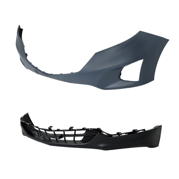 munirater Black Front Bumper Cover Upper and Lower Replacement for 2018-2019 Chevrolet Equinox