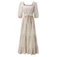 thumbnail image 4 of Sngxgn Womens Knit Dress Square Neck Long Sleeve Knee Length Dresses(Beige,XL), 4 of 9