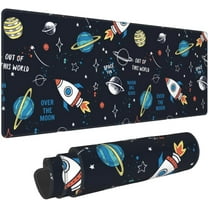 Space Elements Cartoon Large Gaming Mouse Pad Non Slip Rubber Mouse Mat Desk Pad Long Extended Keyboard Pad 31.5x11.8