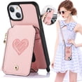 thumbnail image 2 of Funda de cuero con cadena de hombro para Iphone 14 Plus, 13, 12, 11 Pro Max, cartera con cremallera, tarjetas verticales, Solt, cordón, bolso cruzado Fivean unisex, 2 of 2