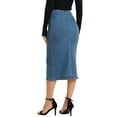 thumbnail image 3 of INSPIRE CHIC Maxi Denim Skirt for Women's Front Slit Zipper High Waist Bodycon Jean Skirt L Blue, 3 of 6