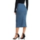 thumbnail image 3 of Falda de mezclilla maxi edición INSPIRE CHIC para mujer, con abertura frontal, cremallera, cintura alta y ajuste ceñido, color azul, 3 of 6