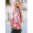 thumbnail image 4 of Women's Multicolor Floral Print Bubble Sleeve Shirt, 4 of 5