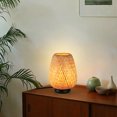 thumbnail image 6 of Injak Bedside Bmaboo Table Lamp with Metal Base, Vintage Rattan Cage Lampshade Small Nightstand Lamp for Bedroom, Industrial Reading Desk Light Decor for Living Room, Kids Room, Ktichen Island, 6 of 7