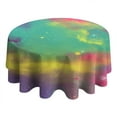 thumbnail image 4 of Colorful Tie Dye Pattern Round Tablecloth 60"x60",Wrinkle Wipeable Table Cloth for Kitchen Dining Room Picnic Patio Party, 4 of 6