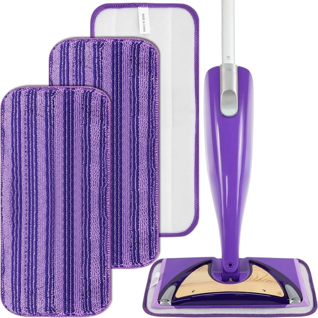 CUITING 3 Pcs Reusable Microfiber Mop Pads Compatible with Swiffer Wet Jet Wet Pads Refill Washable Mop Pads Wet Dry Mopping Cloths Replacements for Swiffer Wetjet 12” Mop All Purpose Flo