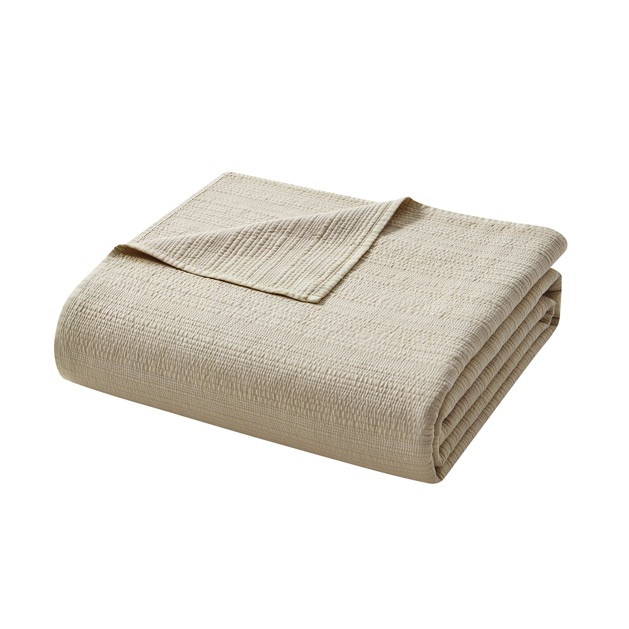 Mainstays Garment Washed Stripe Quilt, Full/Queen, Beige, Soft Microfiber Bedding