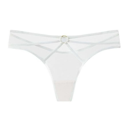 Xiaoxatg Women s Panties Women s Fashion Sexy Thong Bottom Crotch Sexy Thin Belt Ring Breathable Ice Silk Seamless Underwear Underwear with Pads for Women