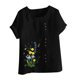 thumbnail image 2 of TaTaai Casual Printed Button Blouse, Women's Short Sleeve Linen Feel T-Shirt, Comfortable Top for All Seasons Gift, 2 of 4