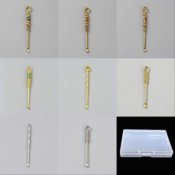 1 Set 16Pcs 8 Styles Alloy & Brass Enamel EarPicks Golden Spiral Mixed Color 64~77x4~10x3~6mm Hole: 2.5~6.5x2.5~5.5mm 2pcs/style