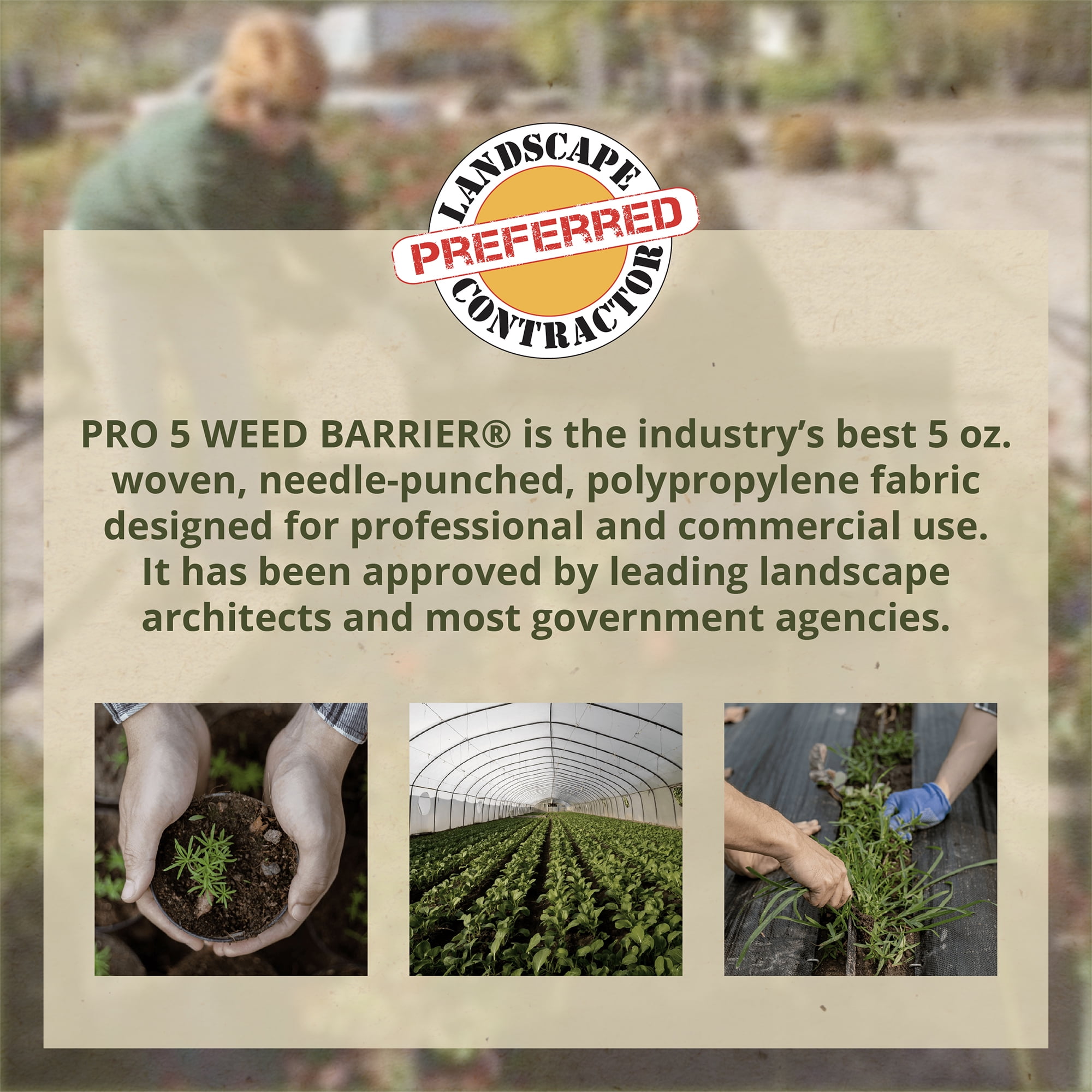 DeWitt 8-Pack Pro-5 Weed Barrier Fabric 5 oz, Heavy-Duty Woven Weed Control, 4 x 250 Feet