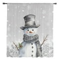 thumbnail image 2 of Grey Snowman Christmas Semi Sheer Curtains Drapes for Living Room, Bedroom, French Doors Window 96 Inches Long, Xmas Berry Winter Snowflake Rod Pocket Chiffon Curtain Drapery Voile Draperies Panel, 2 of 6