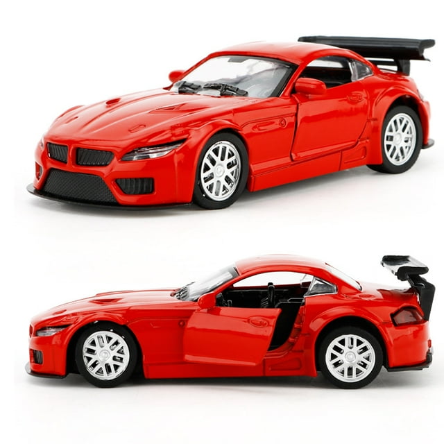 Voiture Miniature 1:36 à Rétrofriction en Alliage, Jouet de Course pour Enfants Garçons, Collection, de Table, Z4, Rouge