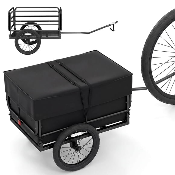 Costway Bike Cargo Trailer, 220 LBS Metal Bicycle Wagon Cart with Universal Hitch&16" Tires