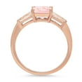 thumbnail image 2 of 1.62 ct Square Emerald Cut Simulated Pink Diamond 3 Stone 18K Rose Gold Womens Engagement Ring, 2 of 3