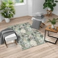 thumbnail image 1 of Floral Turkish Area Rug, Vintage Romantic Wildflowers in Various Kinds Doodle Drawing Style Love, Soft Carpet for Living Room Decor with Distressed Look, 5.2' X 7.6', Pale Sage, by Ambesonne, 1 of 4