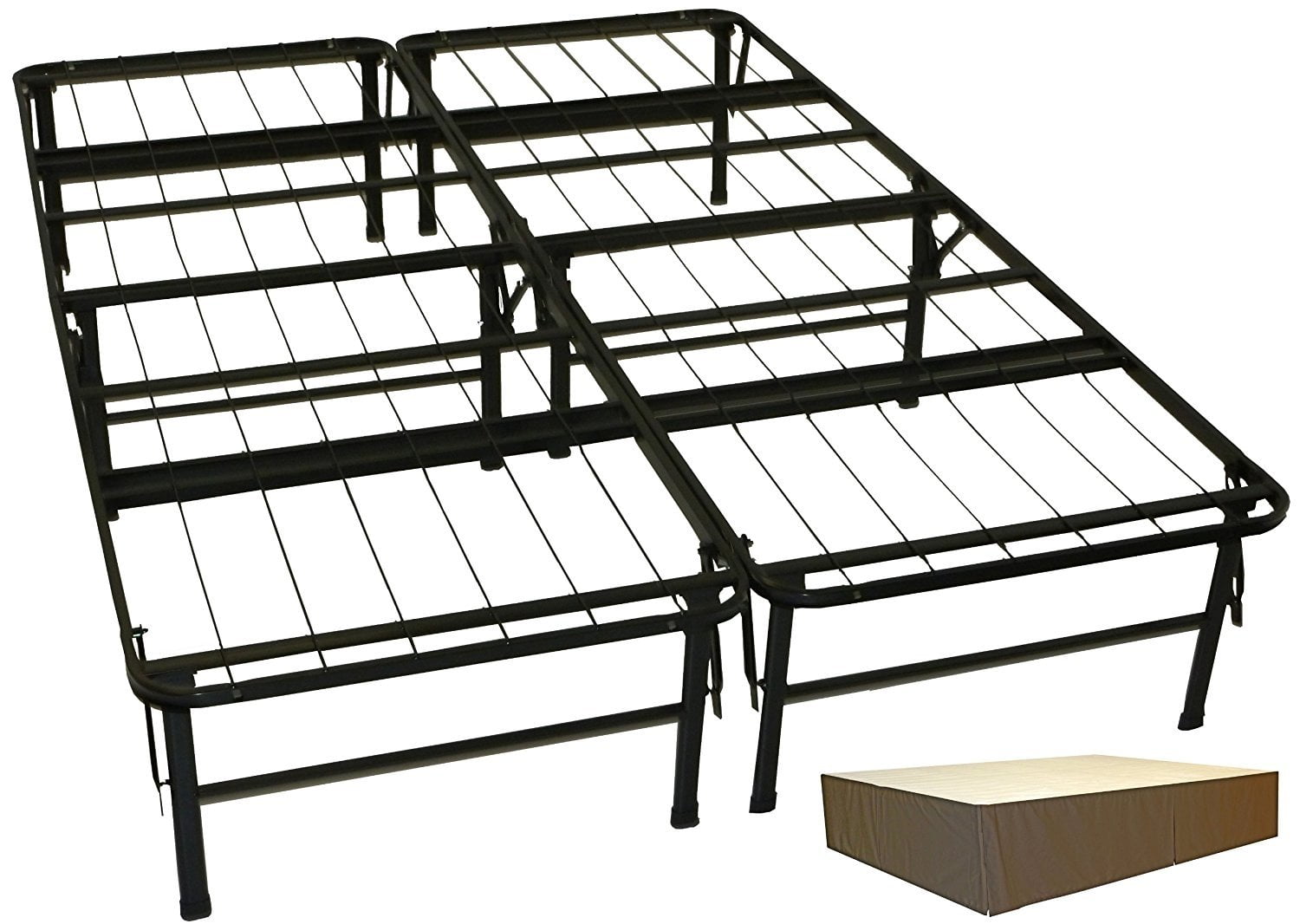 Durabed Steel Foundation Frame In One Mattress Support System Foldable Bed Frame With Storage Bins Full Brown Walmart Com Walmart Com