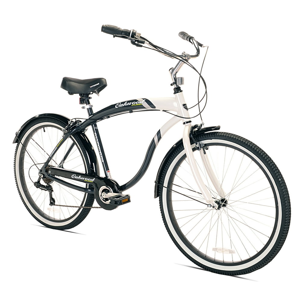 Oakwood Men's 26 Inch White Wall Tire Cruiser Bike with 7 Speed Gear