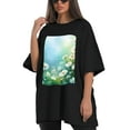 thumbnail image 4 of Plus Size Shirt for Women Black Tops for Women Short Sleeves Shirt for Women Flower 17 T Shirt Oversized Shirt for Women S, 4 of 5