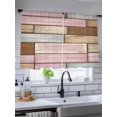 thumbnail image 5 of Sheer Curtains 54 Inch Length 2 Panels Set for Kitchen, Pink Brown Vintage Semi Sheer Curtains for Windows, Retro Farmhouse Elegant Pastoral Voile Window Treatments Rod Pocket Curtain, 5 of 7