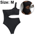 thumbnail image 2 of Women's One Shoulder Stripe High Cut One Piece Swimsuits Thong Bathing Suits, 2 of 6