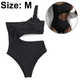 thumbnail image 3 of Trajes de baño de una pieza de corte alto con rayas y un hombro para mujer, 3 of 7