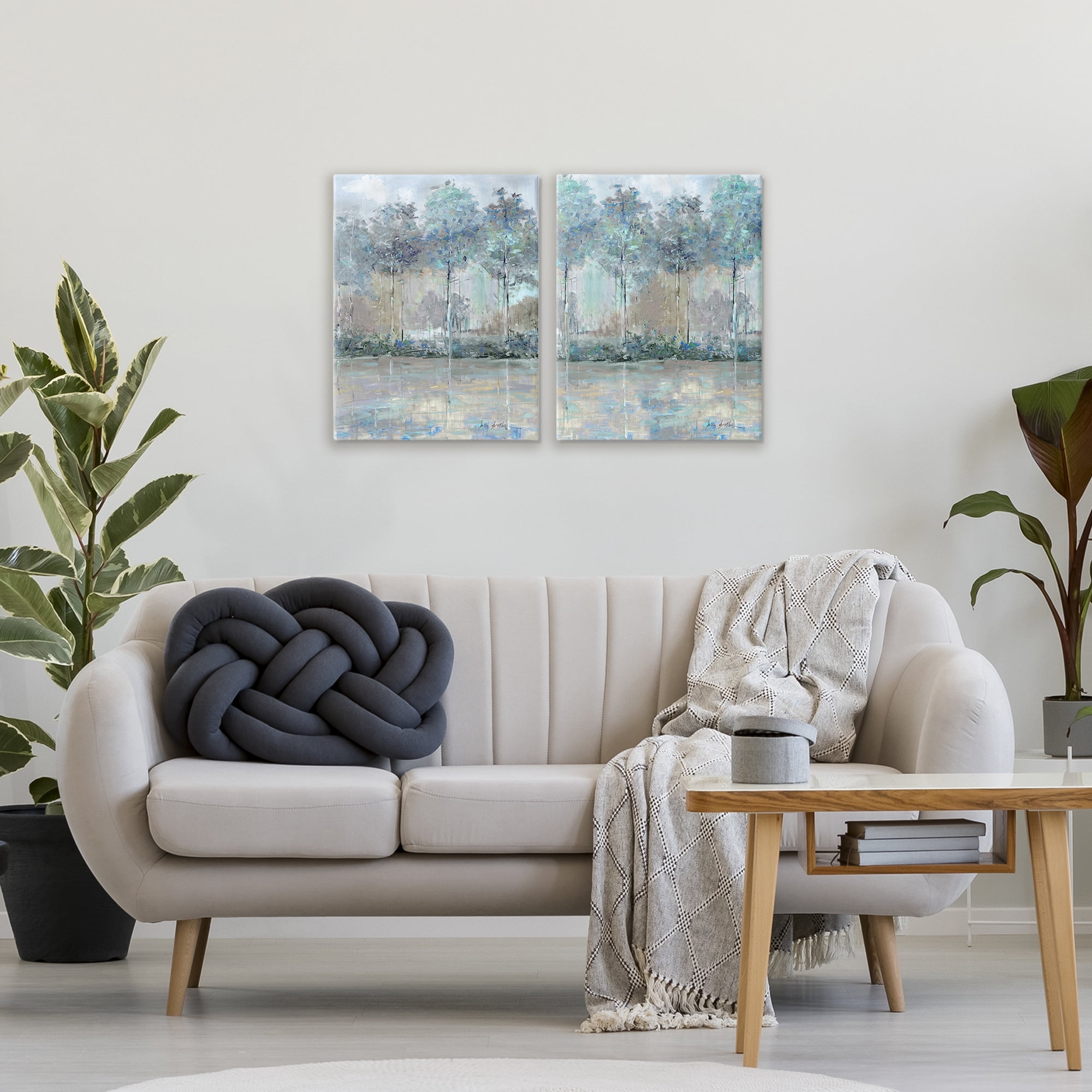 Stupell Industries Subdued Tree Landscape Impression 2 Piece Canvas Wall Art Set, design by Sally Swatland