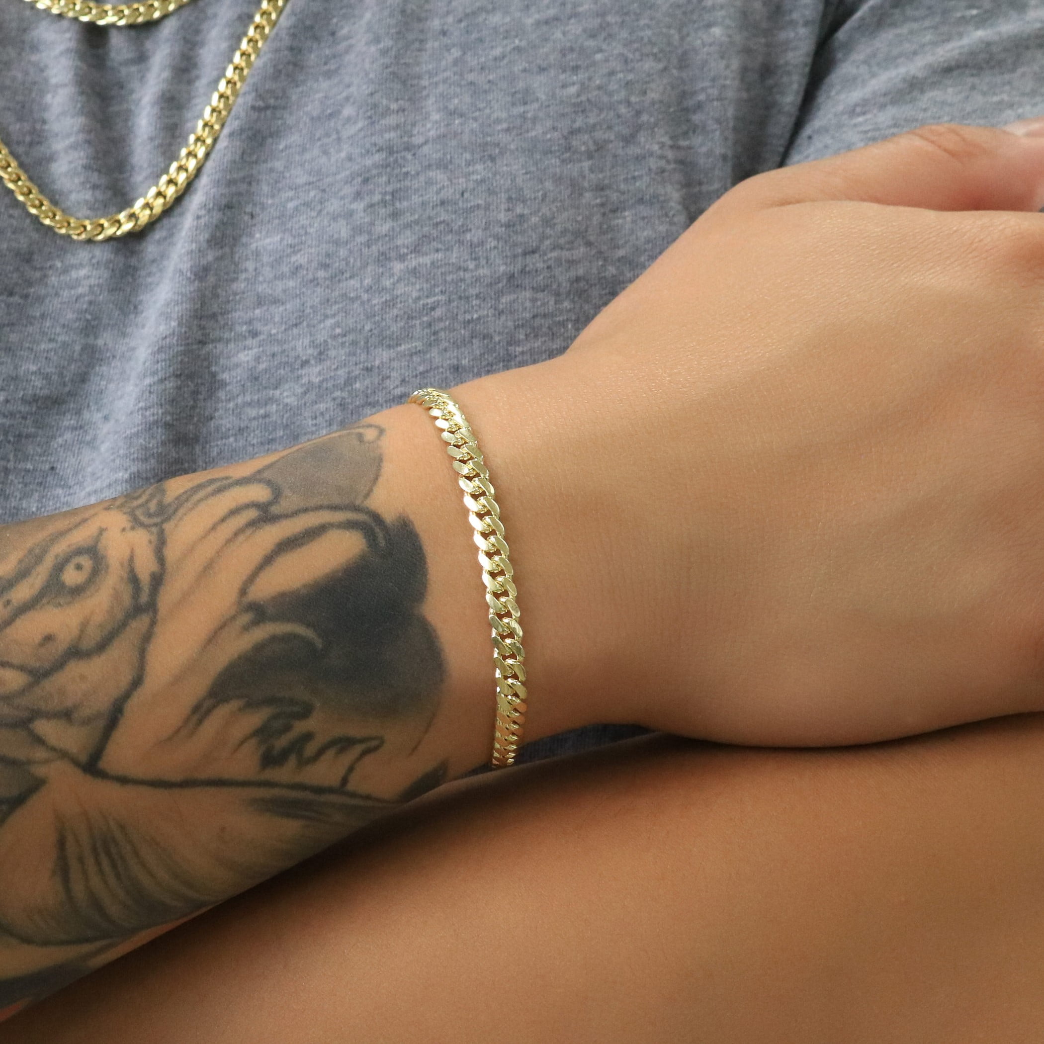 Nuragold 14K Real Yellow Gold Solid Miami Cuban Link Chain Bracelet 7"-9" (2.7mm-11mm) Italian Jewelry for Men & Women